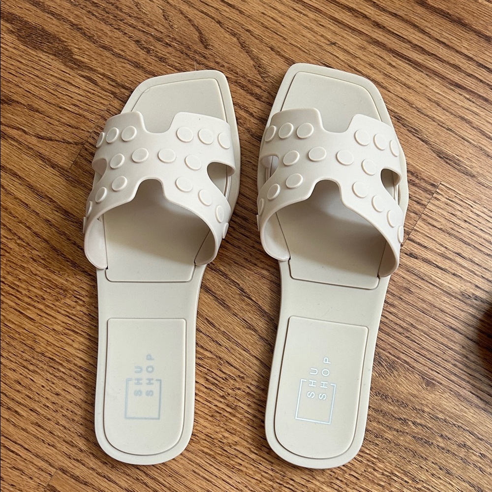 Shu Shop Beige Slide Sandals